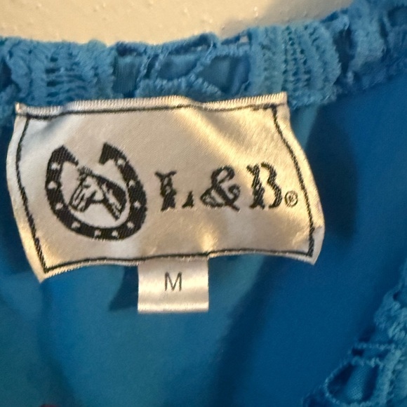 L&B Blue Sheath Dress with 3/4 Flutter Sleeves for Weddings - Picture 4 of 5